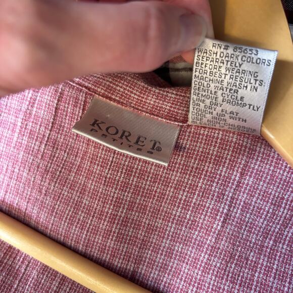 Vtg Embroidered Pink Check Applique Wood Button Cottagecore Top L | Soft Autumn - Picture 7 of 9